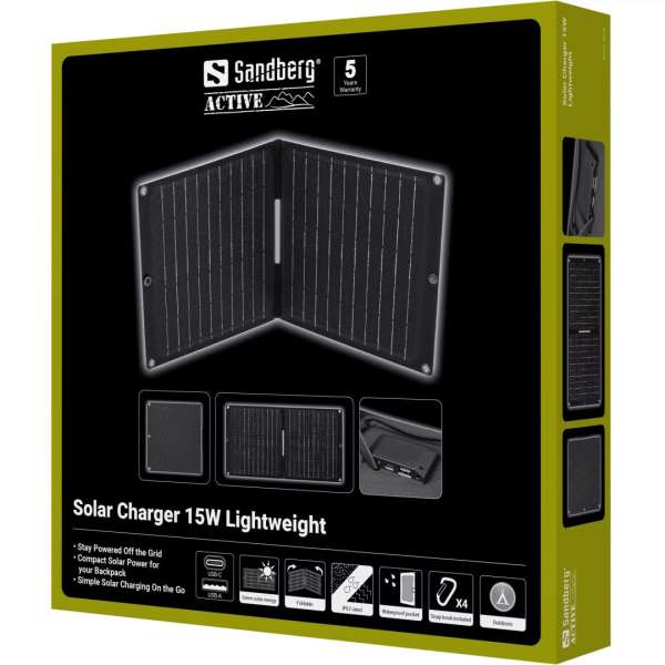 Sandberg Solar Charger 15W Lightweight Black