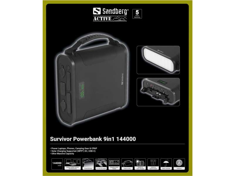 Sandberg Survivor 9in1 14400mAh PowerBank Black