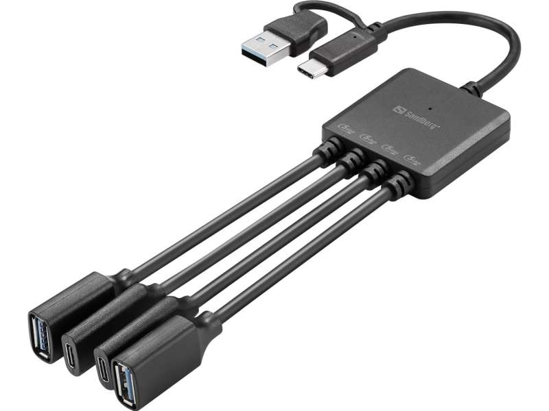Sandberg USB-C/A to 2A+2C Splitter Black