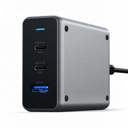 Satechi 100W USB-C PD Compact GaN Wall Charger Space Gray