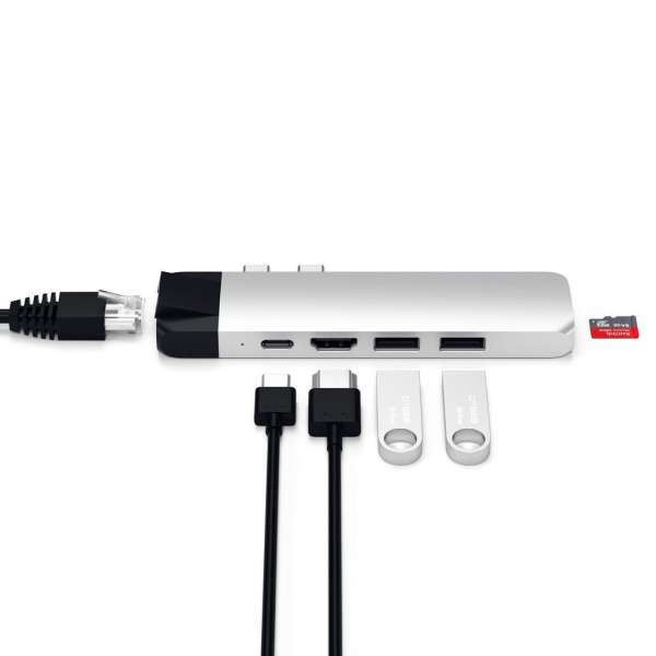 Satechi Type-C Pro Hub Adapter with Ethernet Silver