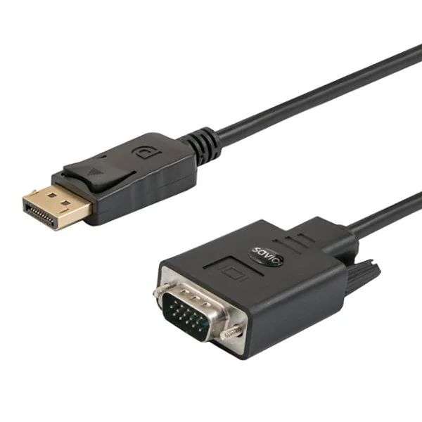Savio CL-203 DisplayPort to VGA cable 1,8m Black