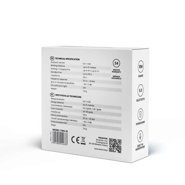 Savio TWS-01 Bluetooth Headset White