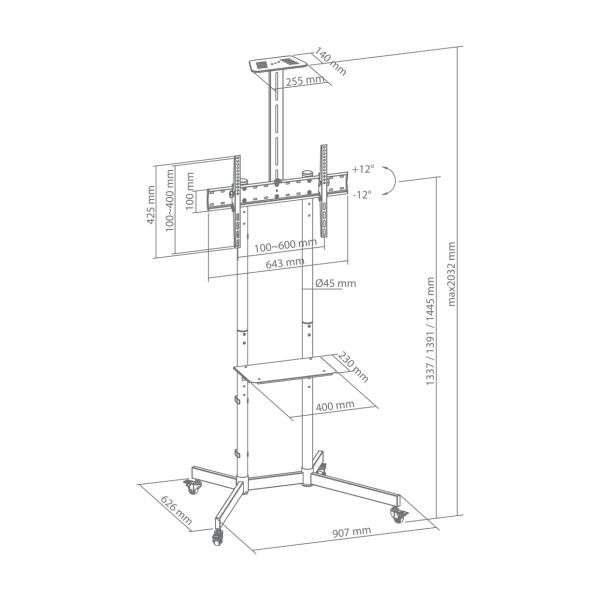 SBOX FS-401-2 Floor Mobile Mount 37"-70" Black