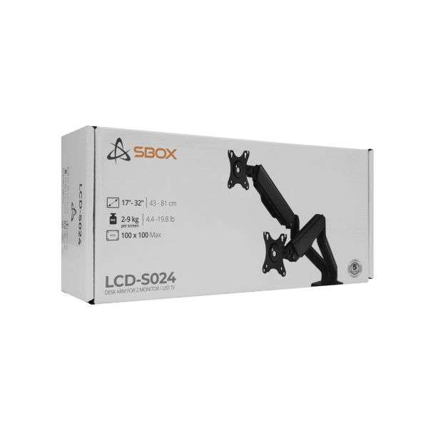 SBOX LCD-S024-2 Desktop Mount 17"-32" Black
