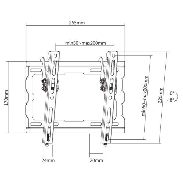 SBOX PLB-3422T-2 Wall mount 23"-43" Black