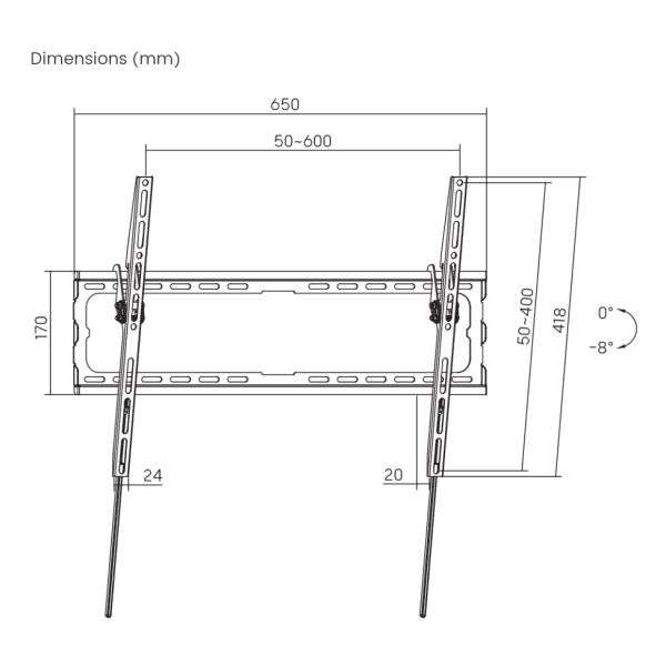 SBOX PLB-3446T-2 37"-80" Universal Wall Stand with Tilt