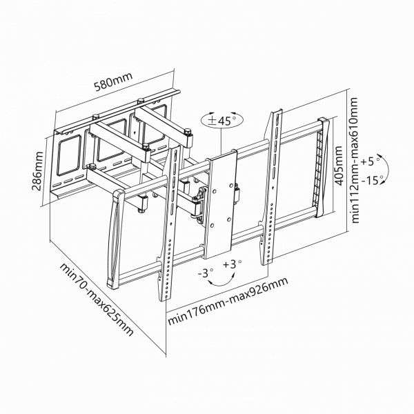SBOX PLB-3769 Wall mount 60"-100" Black