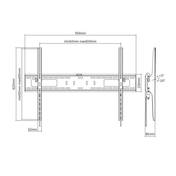 SBOX PLB-4269T Wall Mount 60"-100" Black