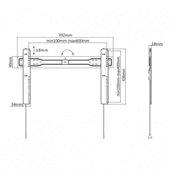 SBOX PLB-5746F Wall Mount 37"-70" Black