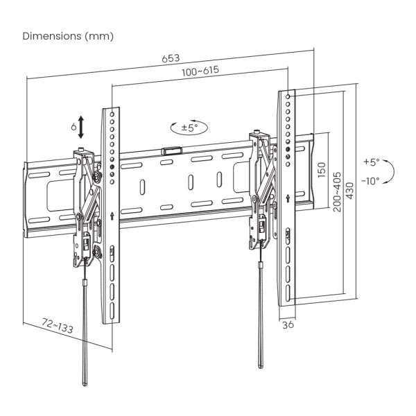 SBOX PLB-6546T-2 Wall Mount 37"-80" Black