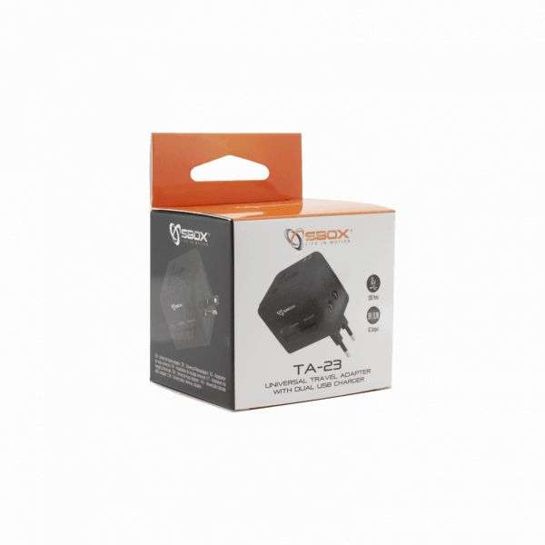 SBOX TA-23 Universal Travel Adapter Black