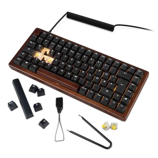 Sharkoon Skiller SGK50 S3 Wood PBT Gaming Keyboard Brown/Black UK