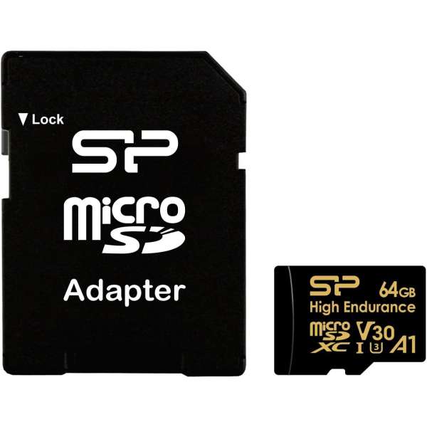 Silicon Power 64GB microSDXC Gold Series High Endurance Class 10 UHS-I U3 V30 A1 + adapterrel