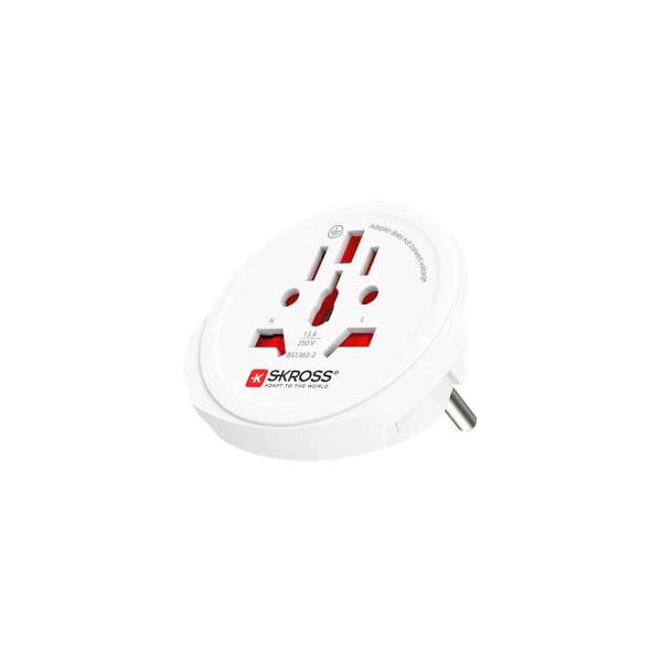 SKROSS Európába utazóknak földelt Adapter White