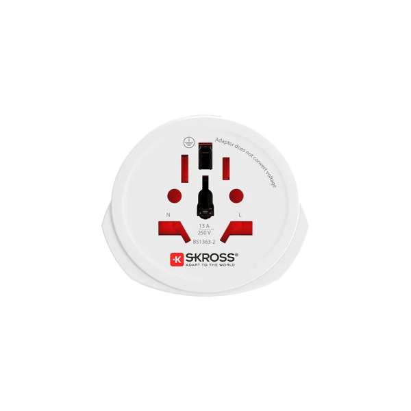 SKROSS Európába utazóknak földelt Adapter White