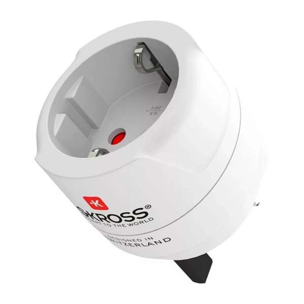 SKROSS Európába utazóknak földelt UK Adapter White
