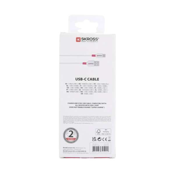 SKROSS USB-A to USB-C cable 1,2m White