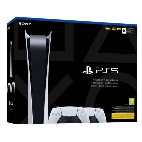 Sony PlayStation 5 825GB Digital Edition White + 2 DualSense Controller