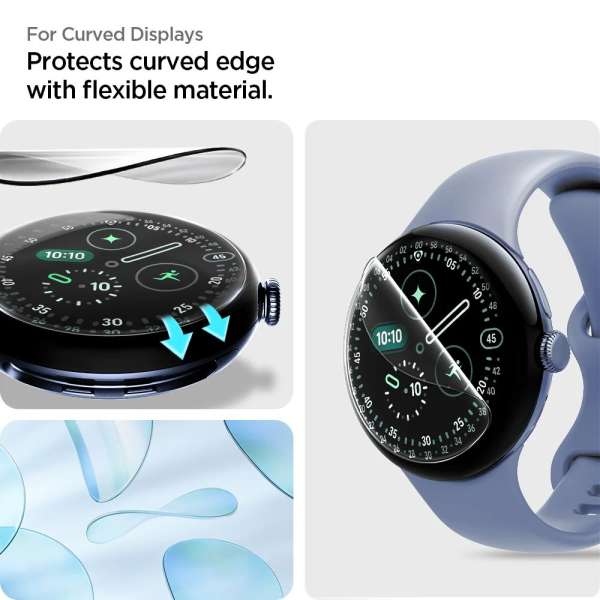 Spigen EliteShield EZ Fit Screen Protectro for Google Pixel Watch 4/3 (45mm) 2 Pack