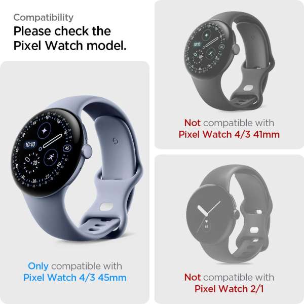 Spigen EliteShield EZ Fit Screen Protectro for Google Pixel Watch 4/3 (45mm) 2 Pack