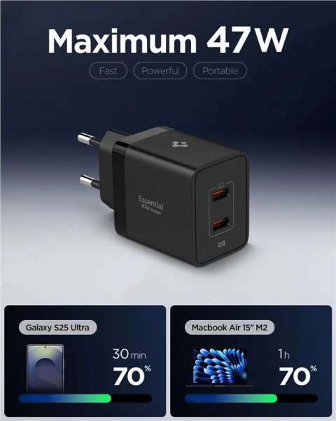 Spigen Essential 47W Wall Charger Black