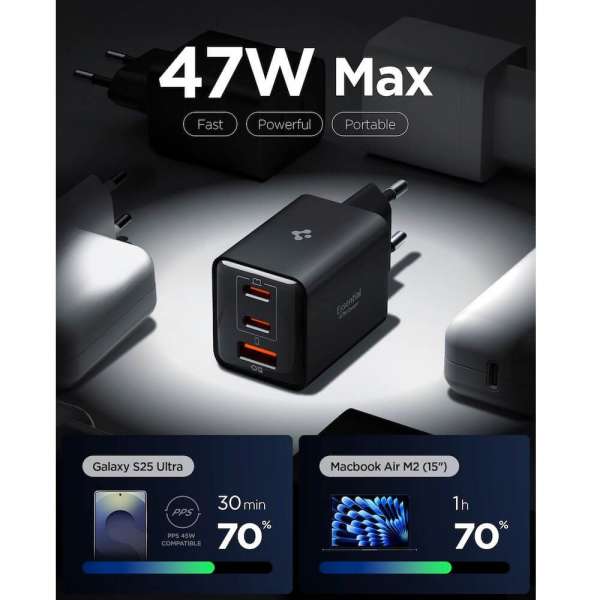 Spigen Essential 47W Wall Charger Black