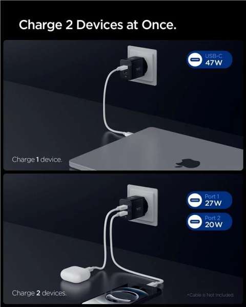 Spigen Essential 47W Wall Charger Black