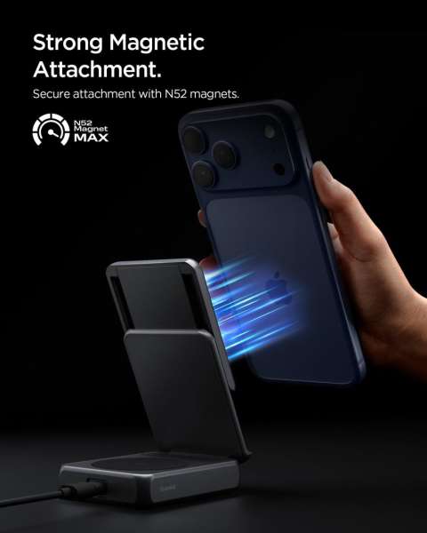 Spigen Essential MagSafe 2-in-1+C Wireless Charger Black