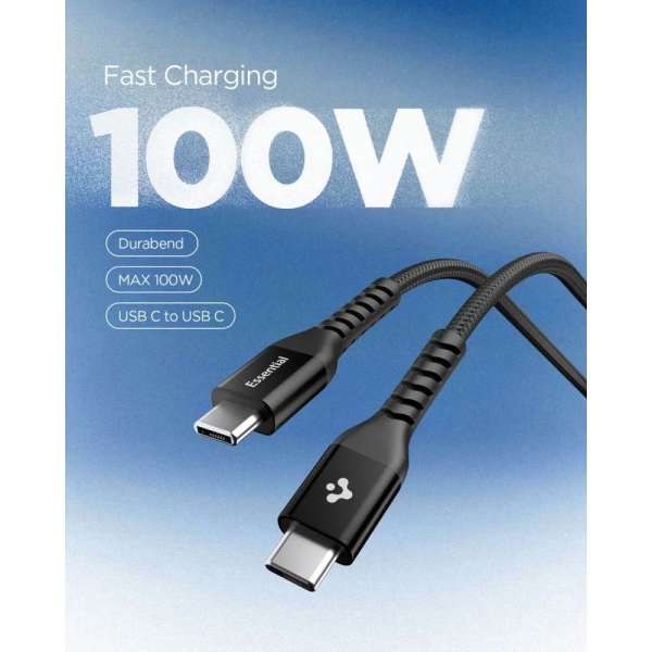 Spigen Essential USB-C to USB-C 100W Fabric Cable 1m Black