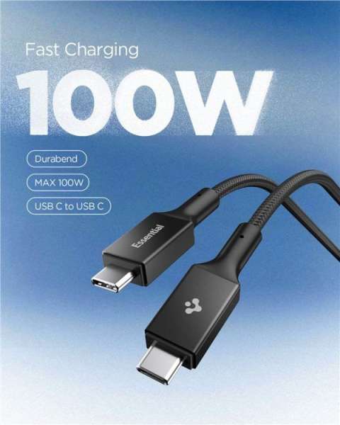 Spigen Essential USB-C to USB-C 100W Fabric Cable Black
