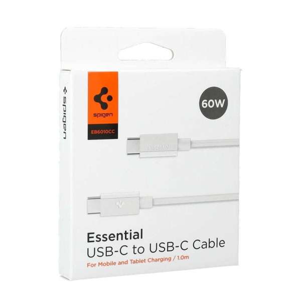 Spigen Essential USB-C to USB-C 60W cable 1m White