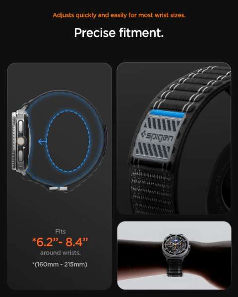 Spigen Fabric Band for Samsung Galaxy Watch 8 46mm/44mm/40mm Black