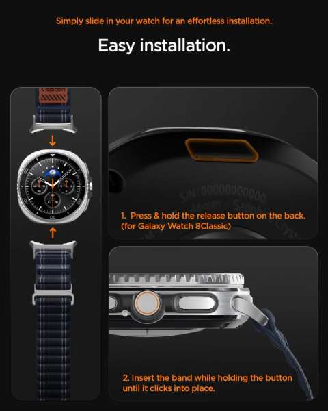 Spigen Fabric Band for Samsung Galaxy Watch 8 46mm/44mm/40mm Navy