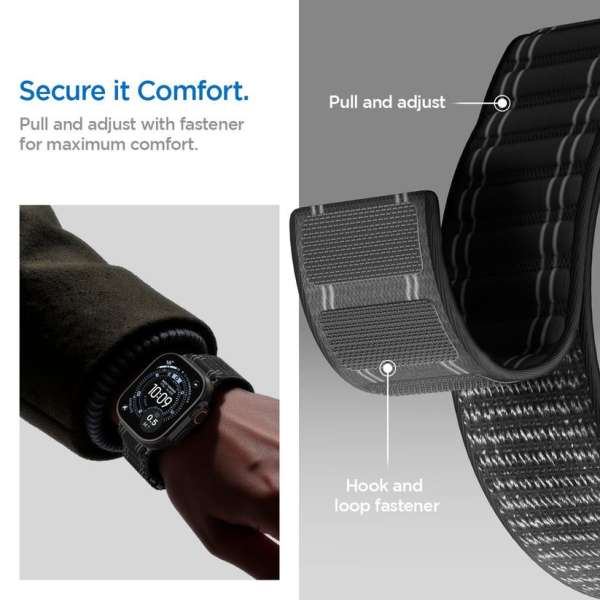 Spigen Fabric Band (hook-and-loop) for Apple Watch 49mm/46mm/45mm/44mm Black