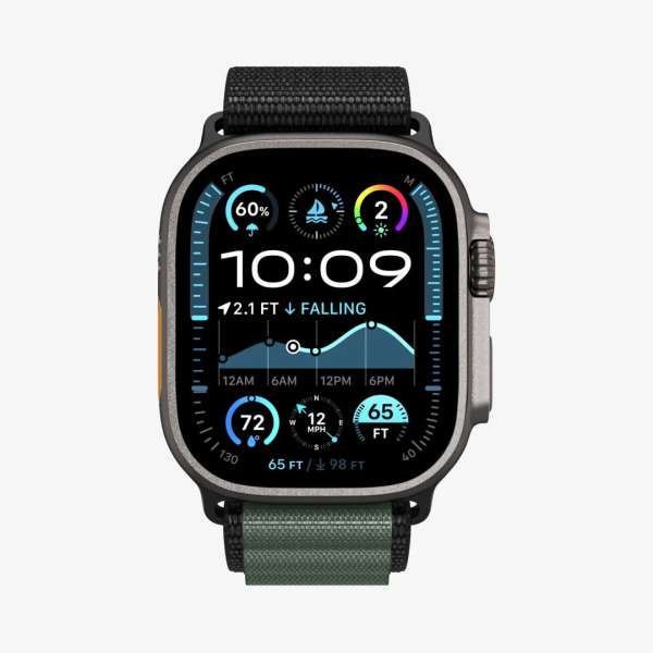 Spigen Fabric Band (hook) for Apple Watch 49mm/46mm/45mm/44mm Black Green
