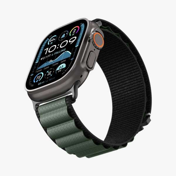 Spigen Fabric Band (hook) for Apple Watch 49mm/46mm/45mm/44mm Black Green