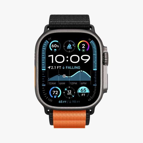 Spigen Fabric Band (hook) for Apple Watch 49mm/46mm/45mm/44mm Black Orange