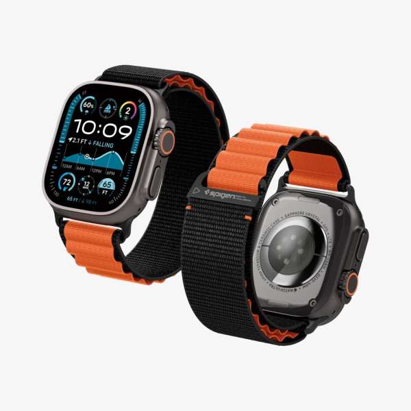 Spigen Fabric Band (hook) for Apple Watch 49mm/46mm/45mm/44mm Black Orange
