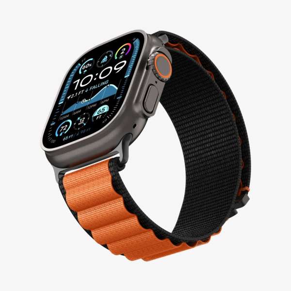 Spigen Fabric Band (hook) for Apple Watch 49mm/46mm/45mm/44mm Black Orange