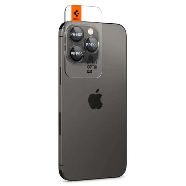 Spigen Glass EZ Fit Optik Pro 2 Pack, black - iPhone 15 Pro/15 Pro Max/14 Pro/14 Pro Max