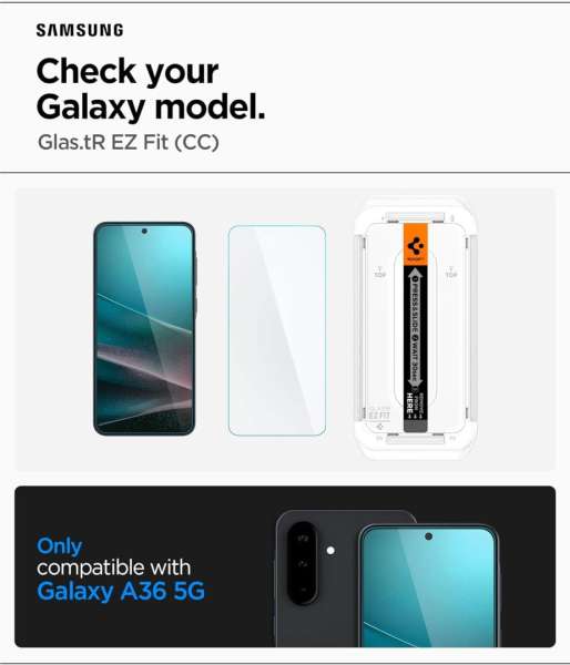 Spigen Glass tR EZ Fit 2 Pack Samsung Galaxy A36 5G Tranparency