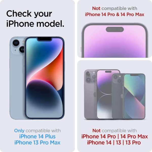 Spigen Glass tR EZ Fit 2 Pack transparency sensor open for iPhone 14 Plus/13 Pro Max