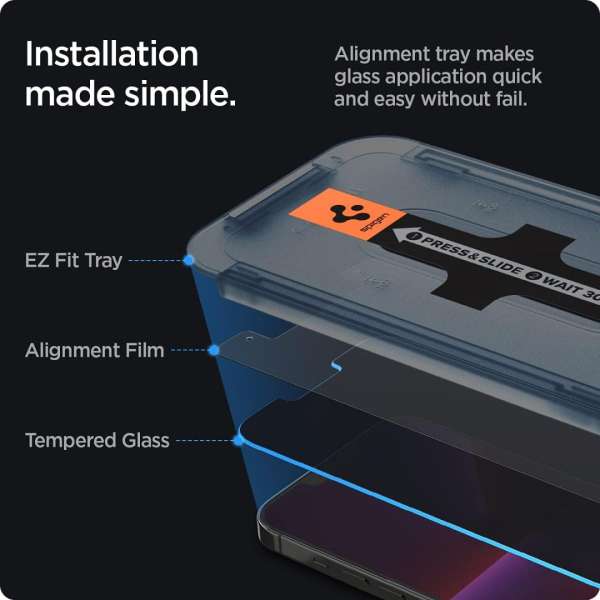 Spigen Glass tR EZ Fit 2 Pack transparency sensor open for iPhone 14 Plus/13 Pro Max