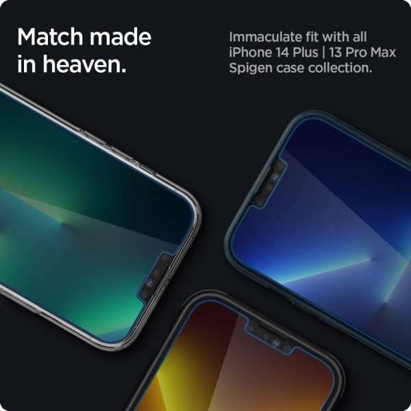 Spigen Glass tR EZ Fit 2 Pack transparency sensor open for iPhone 14 Plus/13 Pro Max