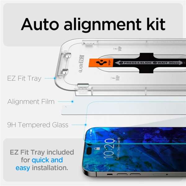 Spigen Glass tR EZ Fit 2 Pack, Transparency Sensor Protection - iPhone 14 Pro