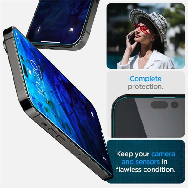 Spigen Glass tR EZ Fit 2 Pack, Transparency Sensor Protection - iPhone 14 Pro