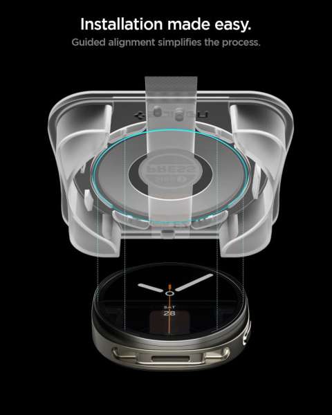 Spigen Glass tR EZ Fit for Galaxy Watch 8 (44mm) 2 Pack