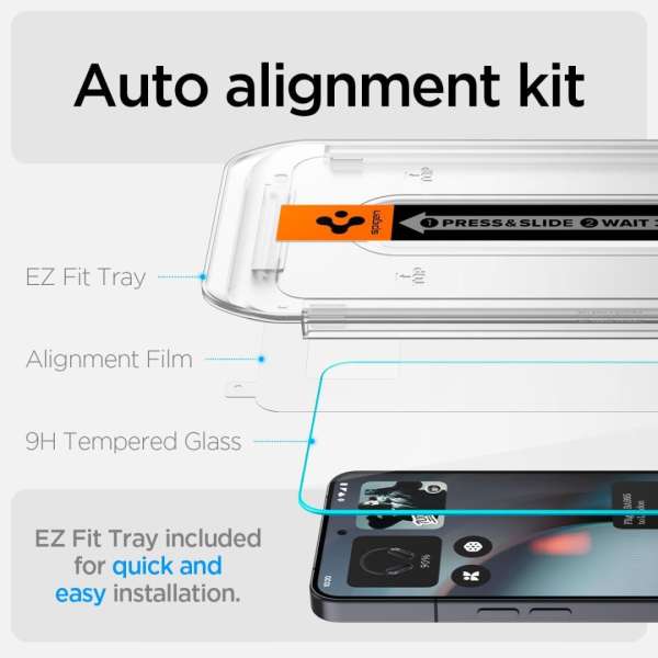 Spigen Glass tR EZ Fit Glass for Nothing Phone (3) 2 Pack Transparent