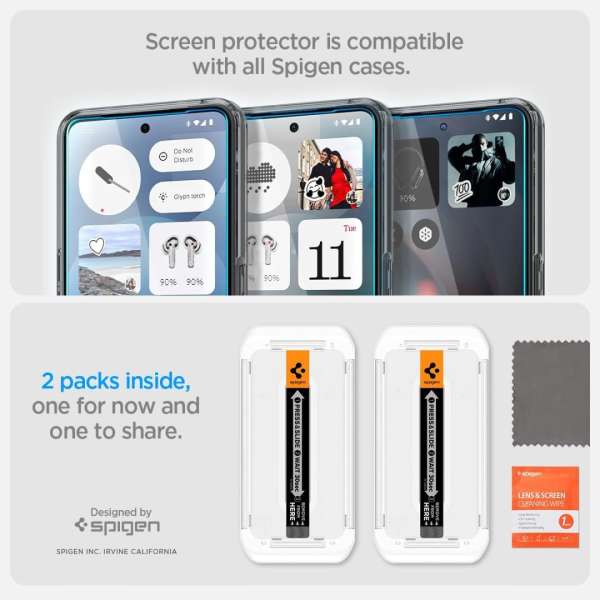 Spigen Glass tR EZ Fit Glass for Nothing Phone (3) 2 Pack Transparent